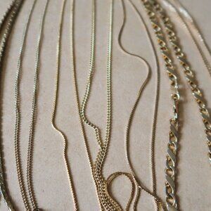 Gold Tone & Two-Tone Necklace Chain 7PC Bundle Vintage Mix Wearable